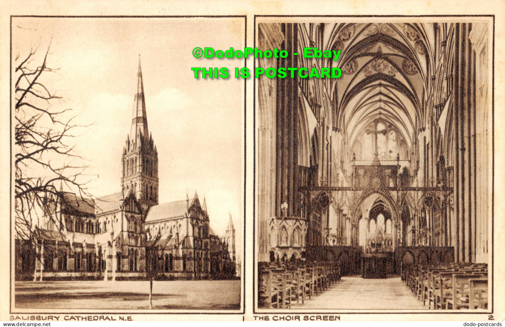 R355201 Salisbury Cathedral. N. E. The Choir Screen. Photochrom. Multi View - World