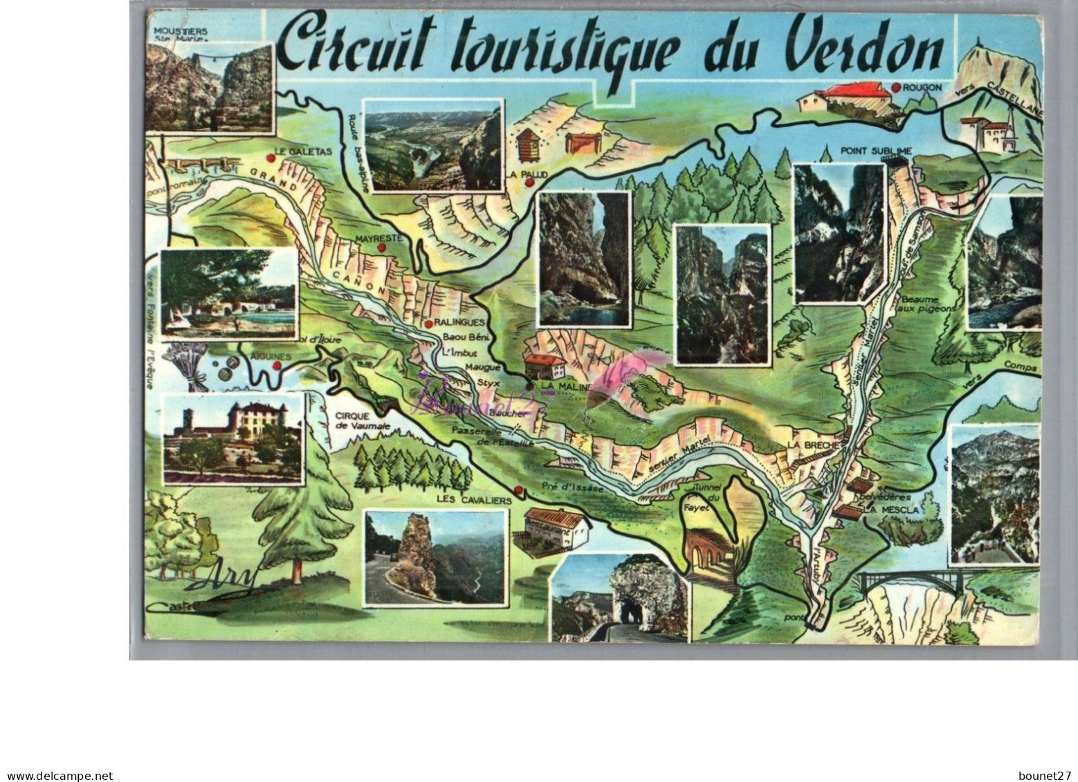 CIRCUIT TOURISTIQUE DU VERDON - Plan Carte De La Région Moustier Mesclat Pont Sublime La Maline - Andere & Zonder Classificatie