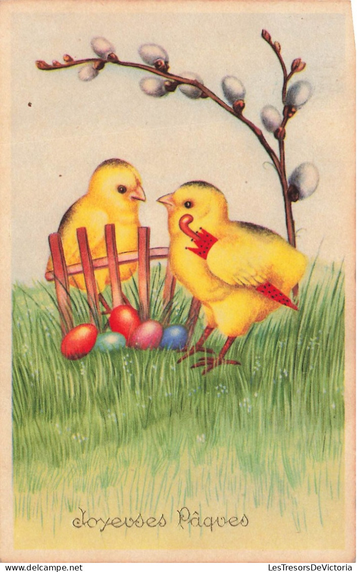 FETES - VOEUX - Joyeuses Pâques - Poussins Avec Des œufs - Carte Postale Ancienne - Easter