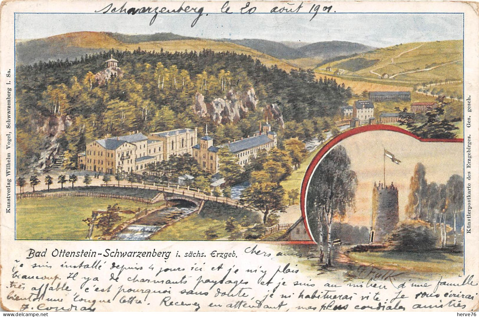 ALLEMAGNE - Bad Ottenstein - Schwarzenberg I. Sächs. Erzgeb. - Litho - 1901 - Schwarzenberg (Erzgeb.)