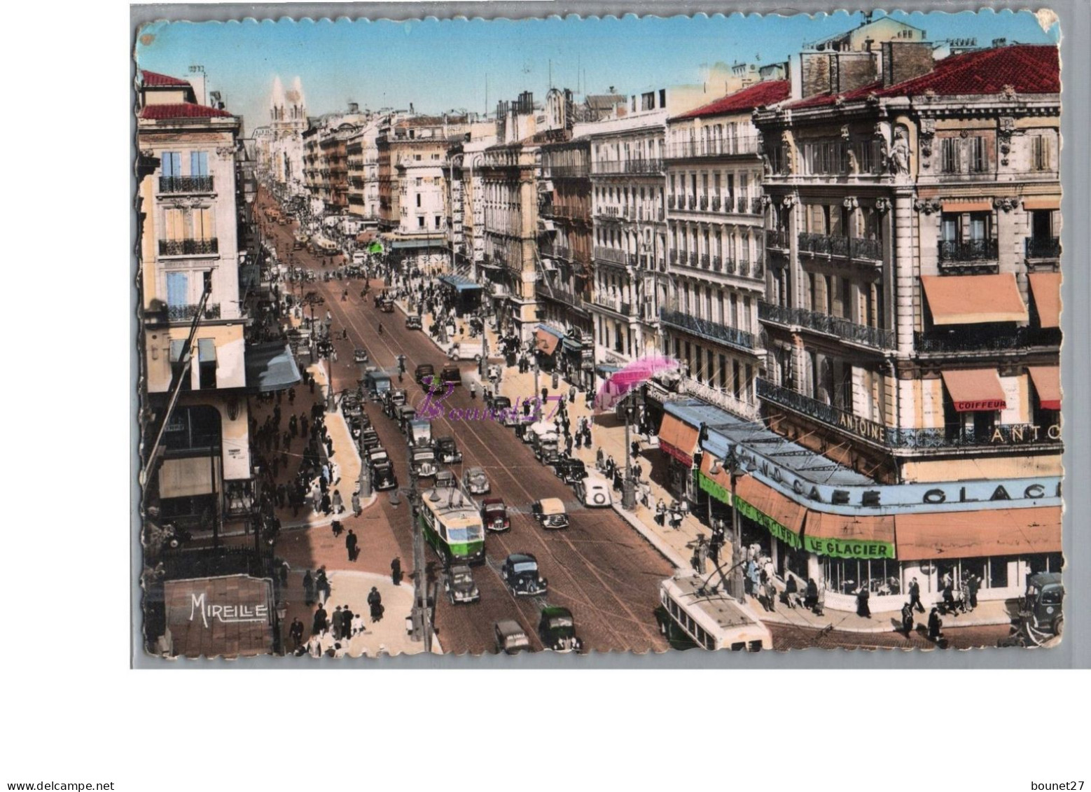 MARSEILLE 13 - La Canebière Dans Le Lointain L'Eglise St Vincent De Paul 1952 - Canebière, Centro Città