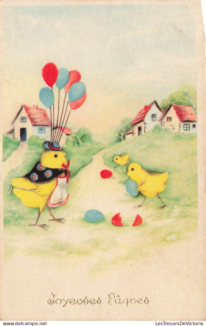 FETES - VOEUX - Joyeuses Pâques - Poussins Avec Des œufs - Carte Postale Ancienne - Ostern