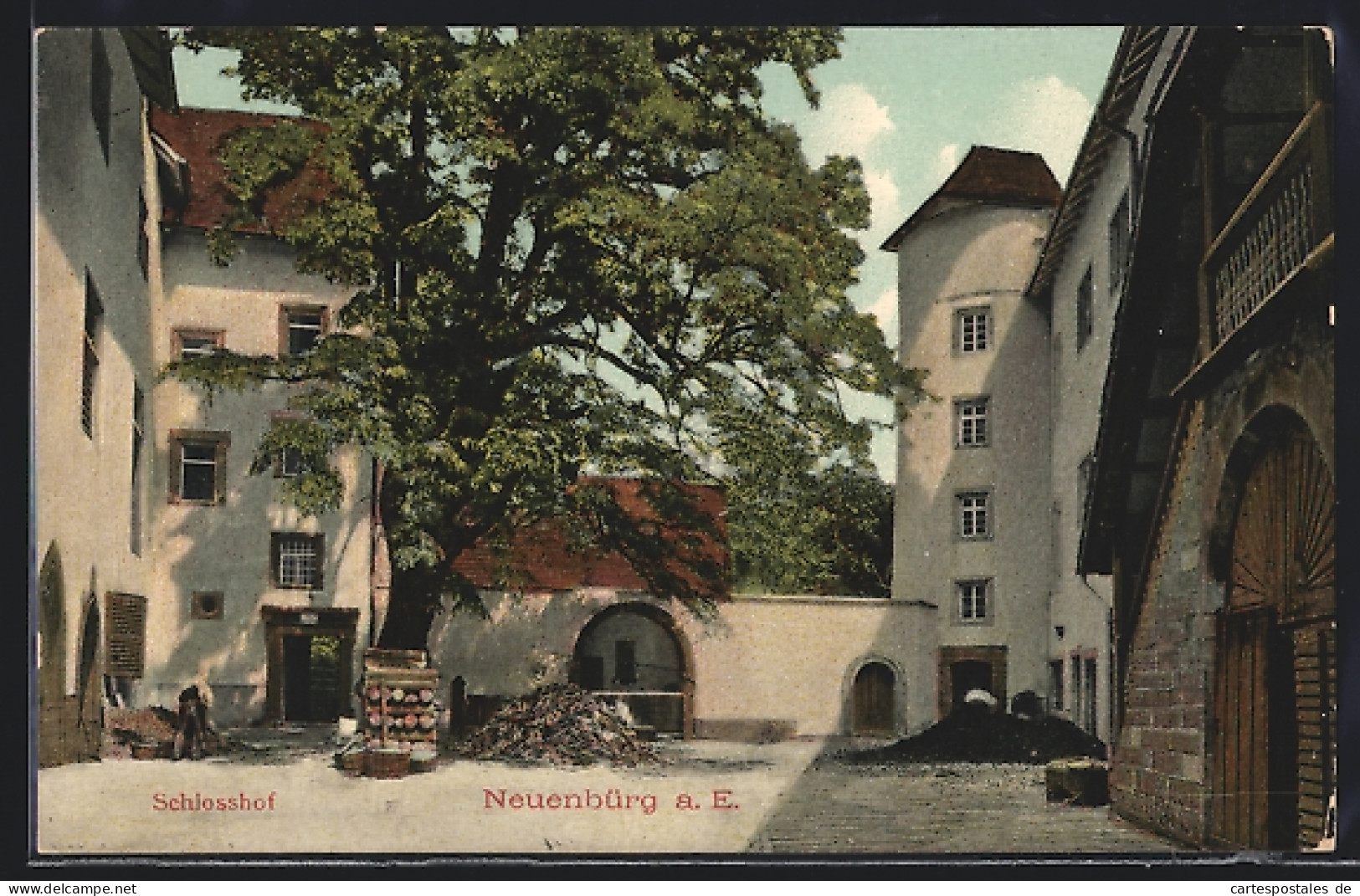 AK Neuenbürg A. E., Schlosshof Im Sonnenschein  - Autres & Non Classés