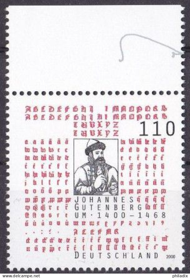 BRD 2000 Mi. Nr. 2098 **/MNH Oberrand (BRD1-6) - Unused Stamps