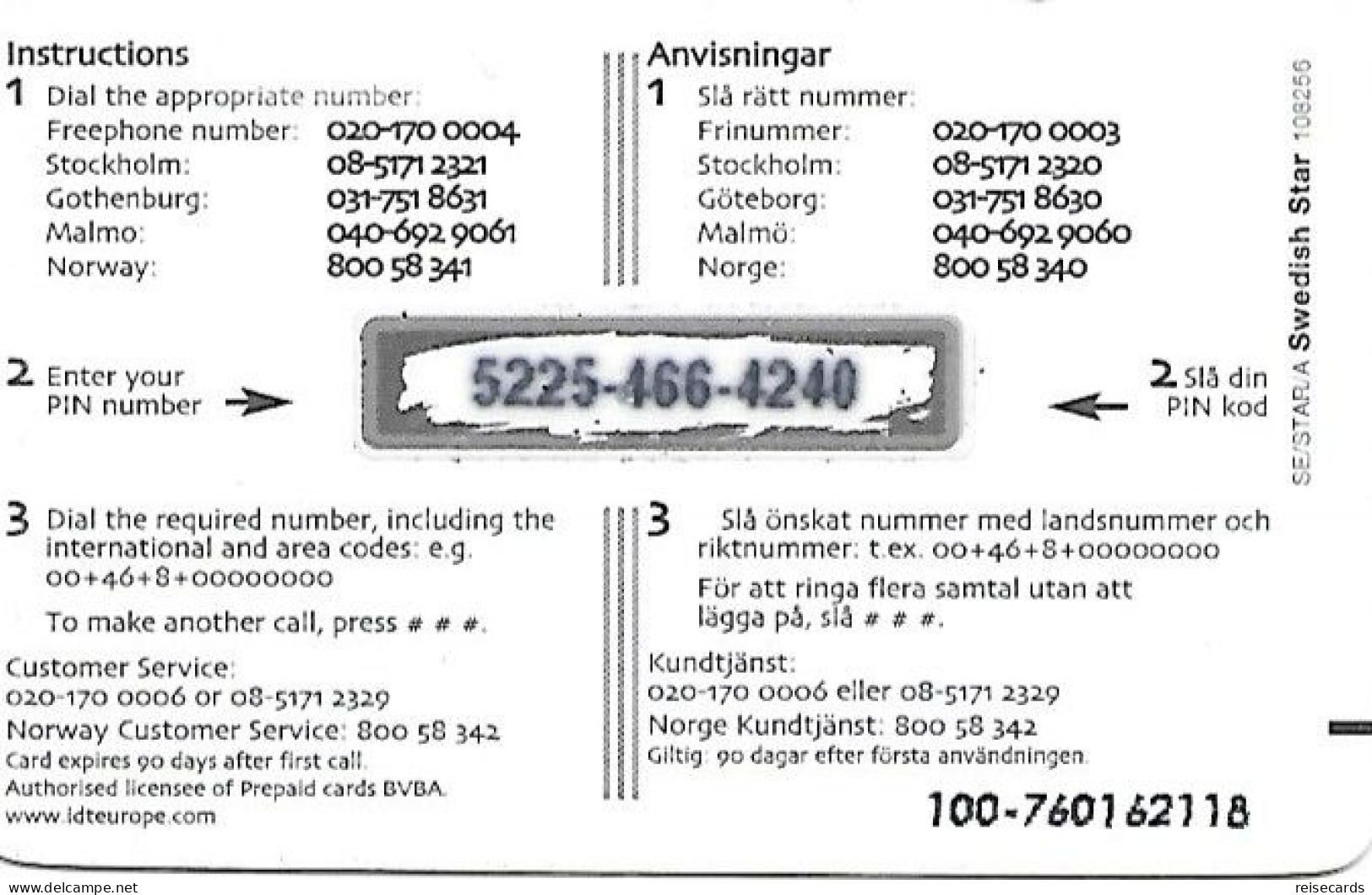 Sweden: Prepaid Swedish Star - Suecia