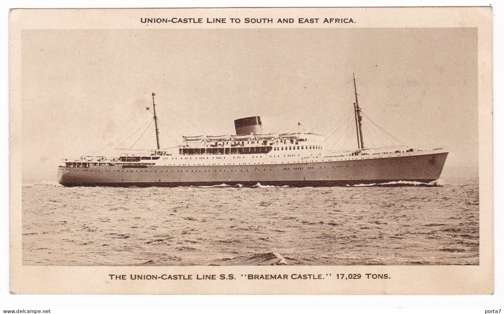 NAVE - SHIP - "BRAEMAR CASTLE" - CARTOLINA SPEDITA DAL KENIA IL 15.7.1958 - Paquebots