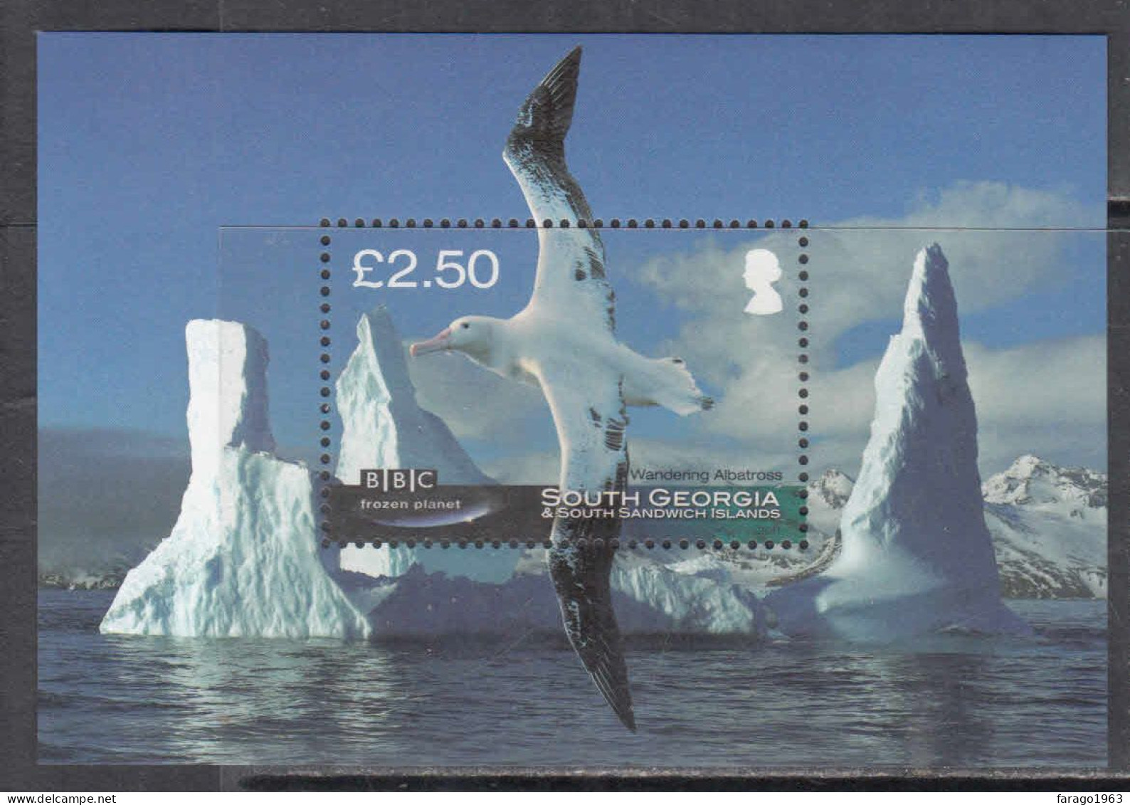 2011 South Georgia BBC Frozen Planet Birds Albatross  Souvenir Sheet MNH - Géorgie Du Sud