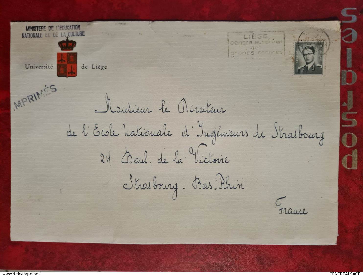 Lettre LIEGE 1967 CENTRE EUROPEEN DES GRANDS CONGRES MINISTERE EDUCATION NATIONALE ET CULTURE - Lettres & Documents