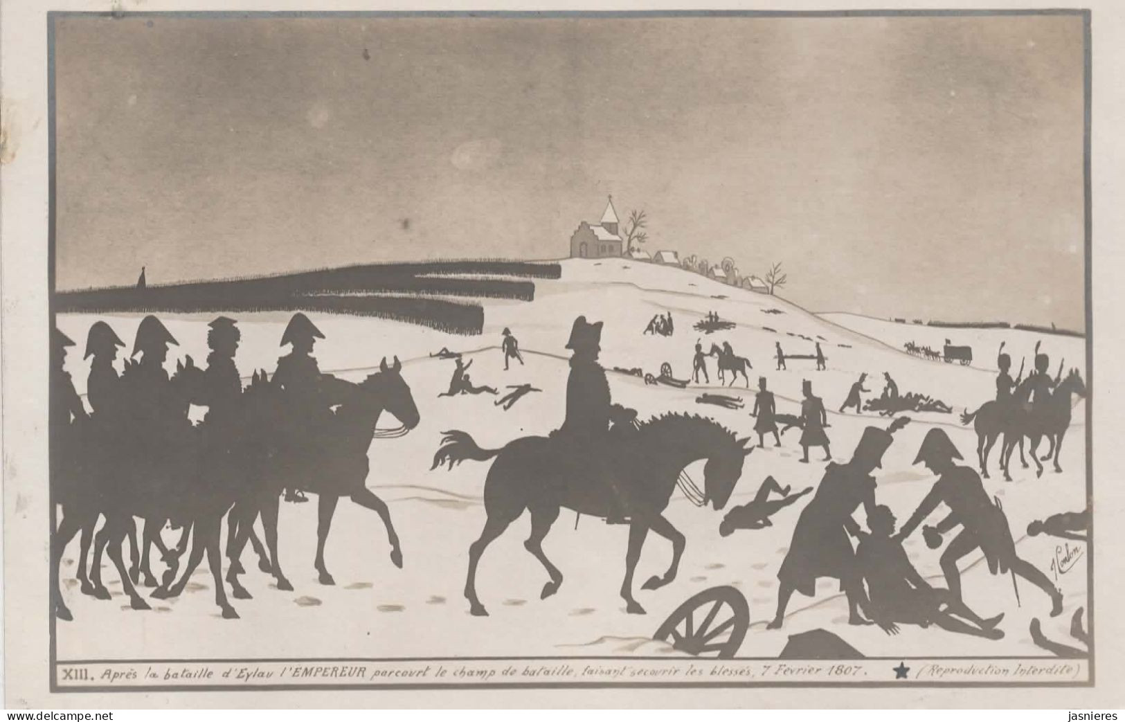 Cpa Jean COULON - Silhouettes - Ombres Chinoises - Napoléon - XIII - Après La Bataille D'Eylau, 1807 - Sonstige & Ohne Zuordnung