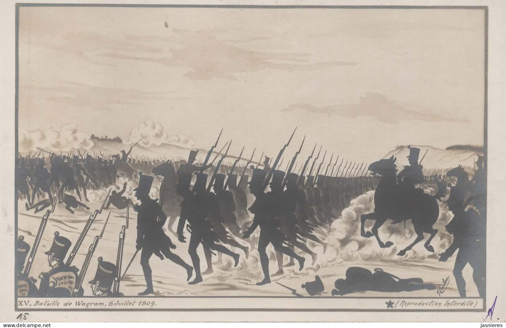 Cpa Jean COULON - Silhouettes - Ombres Chinoises - Napoléon - XV - Bataille De Wagram, 1809 - Sonstige & Ohne Zuordnung