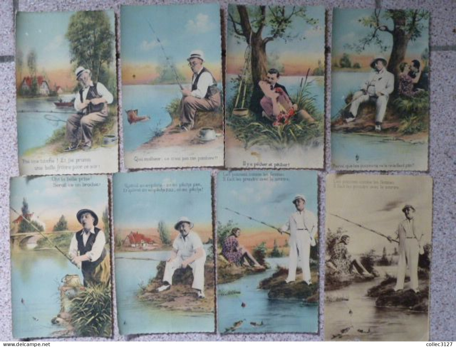 FO1 - Thème Pêche à La Ligne - Série De 8 Cartes Humoristiques - édition ROB - Pesca