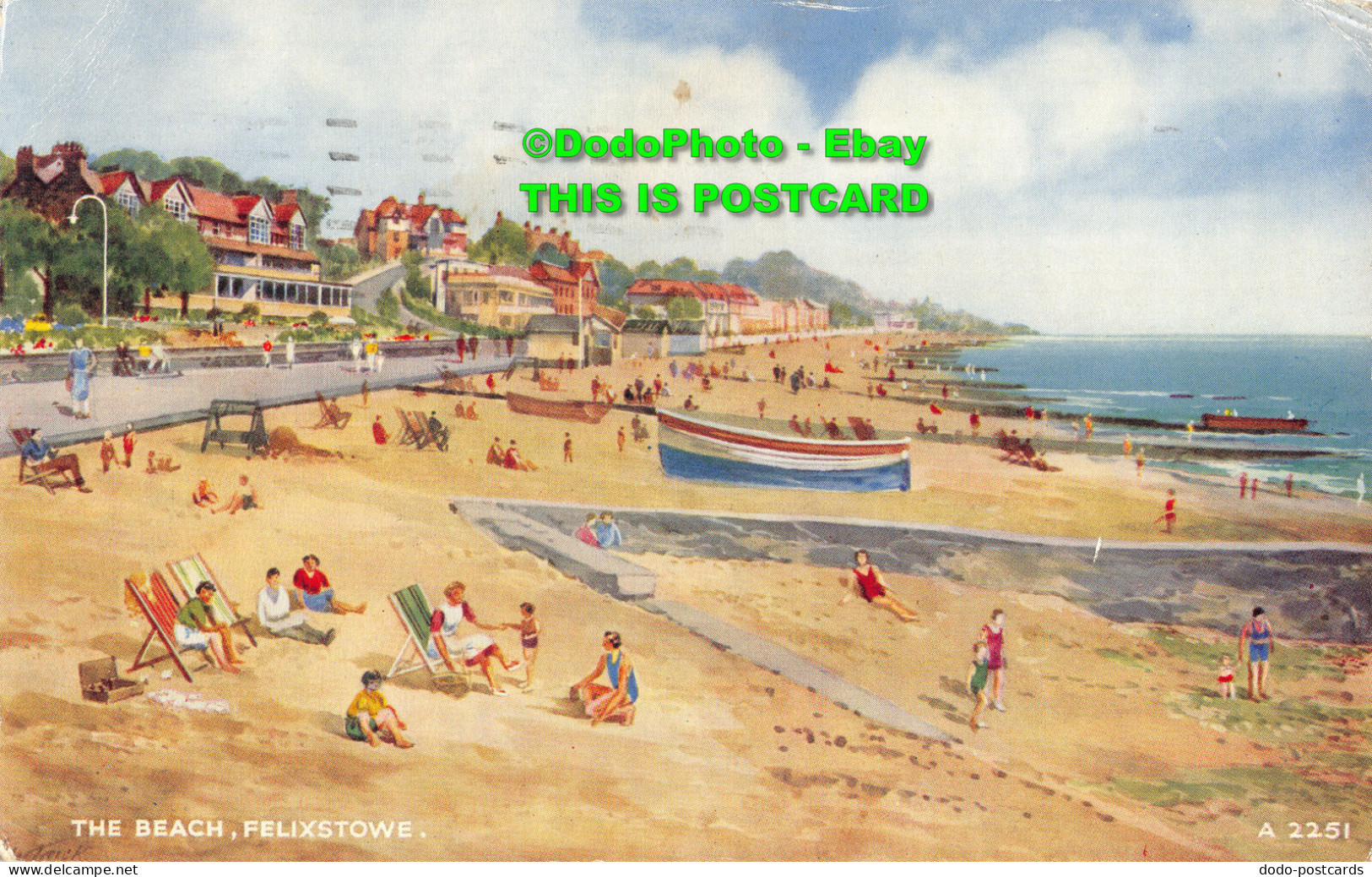 R356869 The Beach. Felixstowe. A 2251. Art Colour. E. W. Trick. Valentines. 1954 - Monde