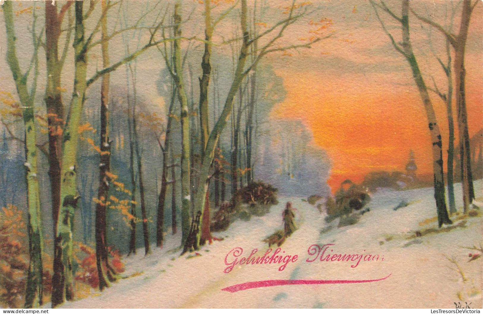FETES ET VOEUX - Nouvel An - Un Chemin Dans La Neige Recouvert De Neige - Colorisé -  Carte Postale Ancienne - Nieuwjaar