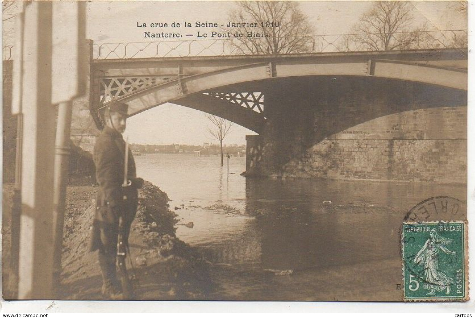 92 NANTERRE Crue De La Seine Janvier 1910 - Le Pont De Biais - Nanterre