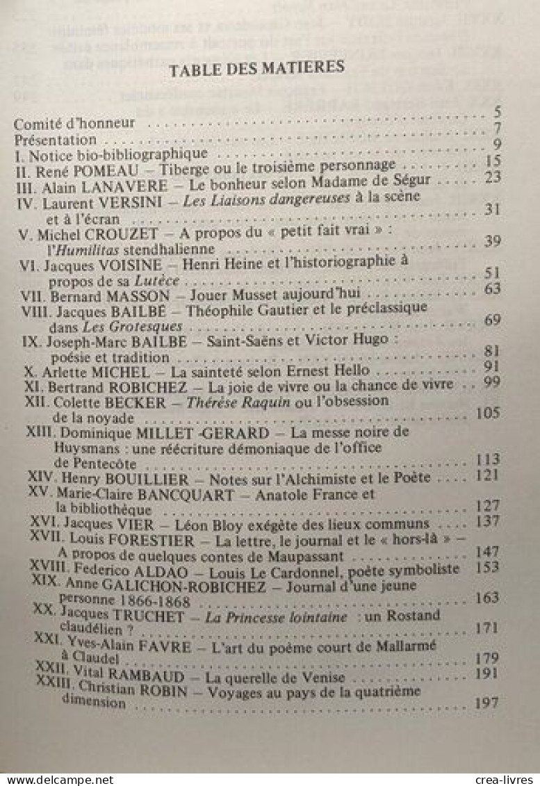 Cent Ans De Littérature Française 1850-1950 / Mélanges Offerts à M. Le Professeur Jacques Robichez - Sonstige & Ohne Zuordnung