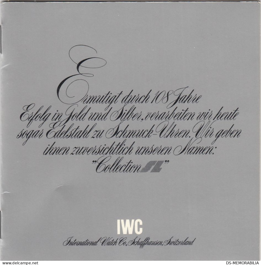 Vintage 1976 IWC Schaffhausen Catalogue & Price List Collection SL - Orologi Di Lusso