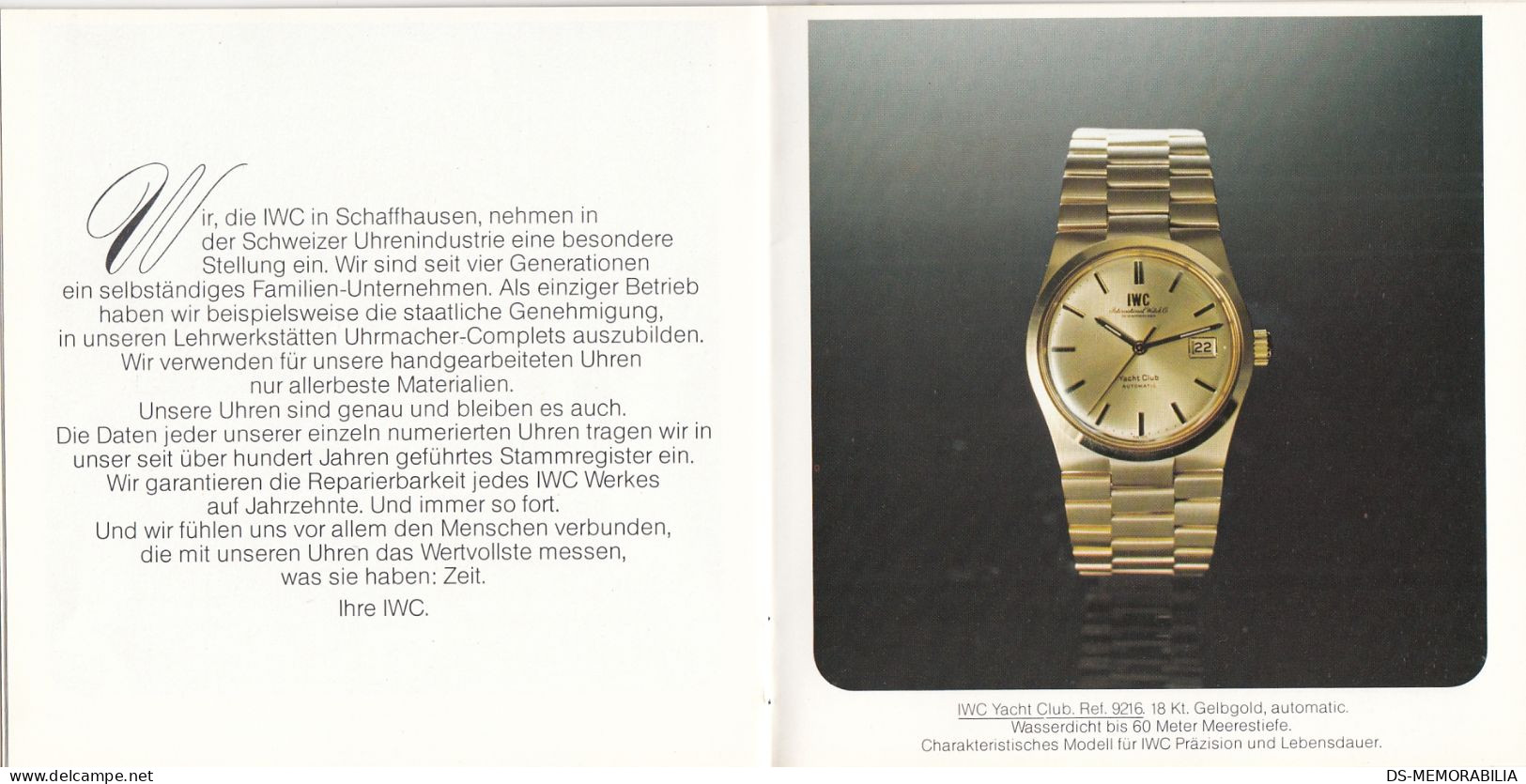 Vintage 1976 IWC Schaffhausen Catalogue & Price List Collection SL