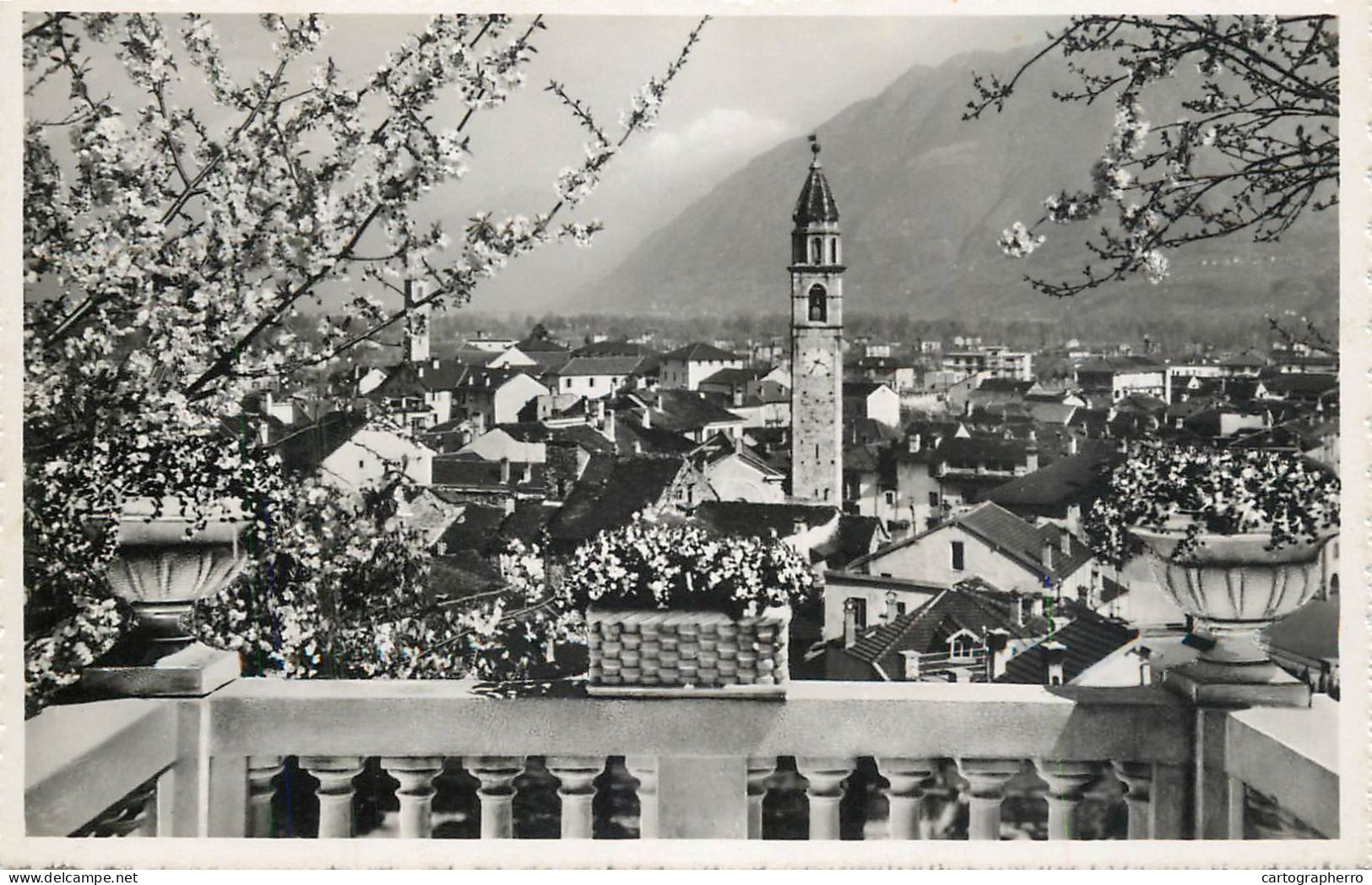 Postcard Switzerland Ascona Panorama Clocktower - Sonstige & Ohne Zuordnung