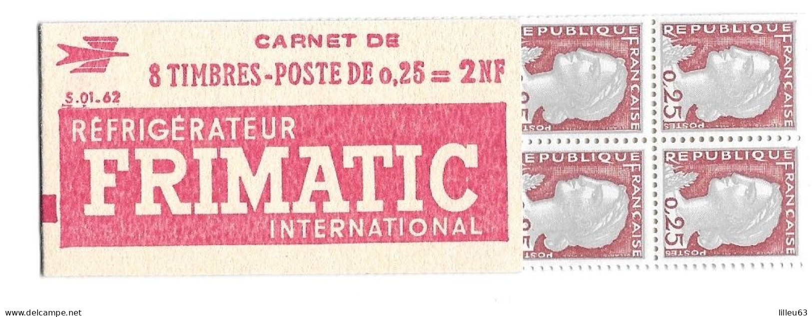 Variété Impression Recto Et Verso En Décalé Carnet Marianne Decaris  1263  Carnet 367-A   Série 1.62 SUP - Modernes : 1959-...