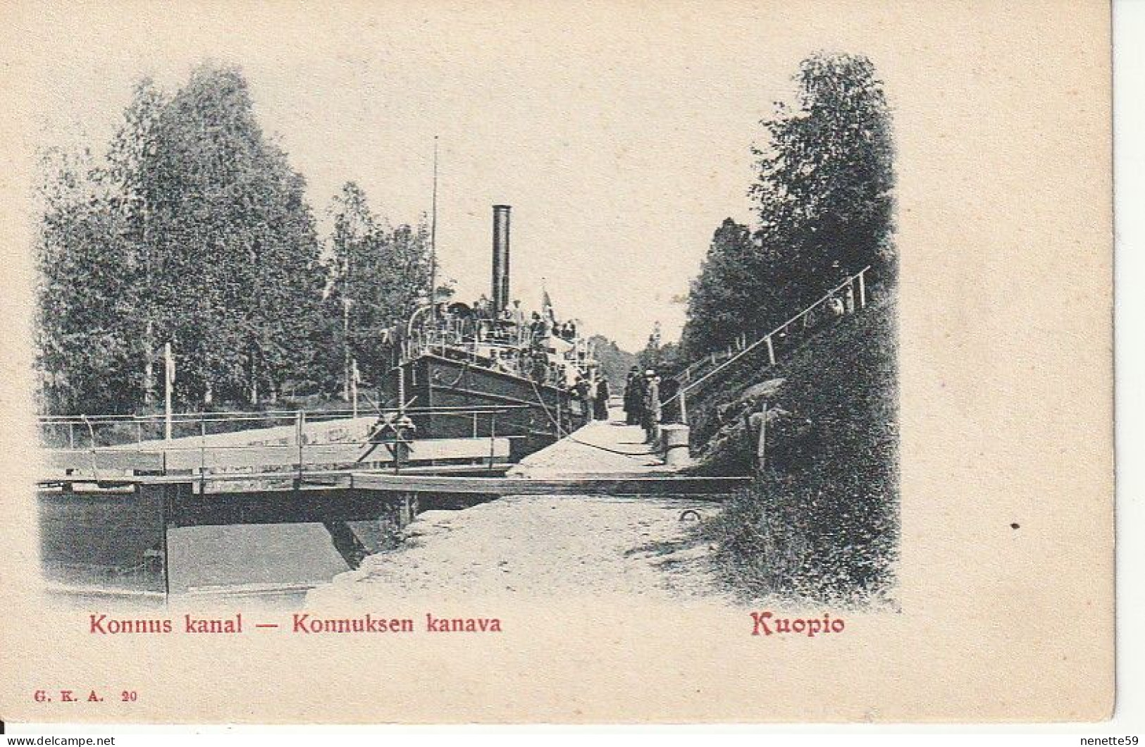 FINLANDE -- KUOPIO -- Konnuksen Kanava -- Konnus Kanal -- Bateau + Animation 1900 ( Dos Non Séparé ) - Finland