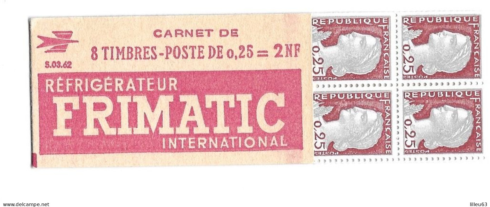 Variété Decalage De Decoupe Carnet Marianne Decaris  1263  Carnet 367-A   Série 3.62 SUP - Moderne : 1959-...