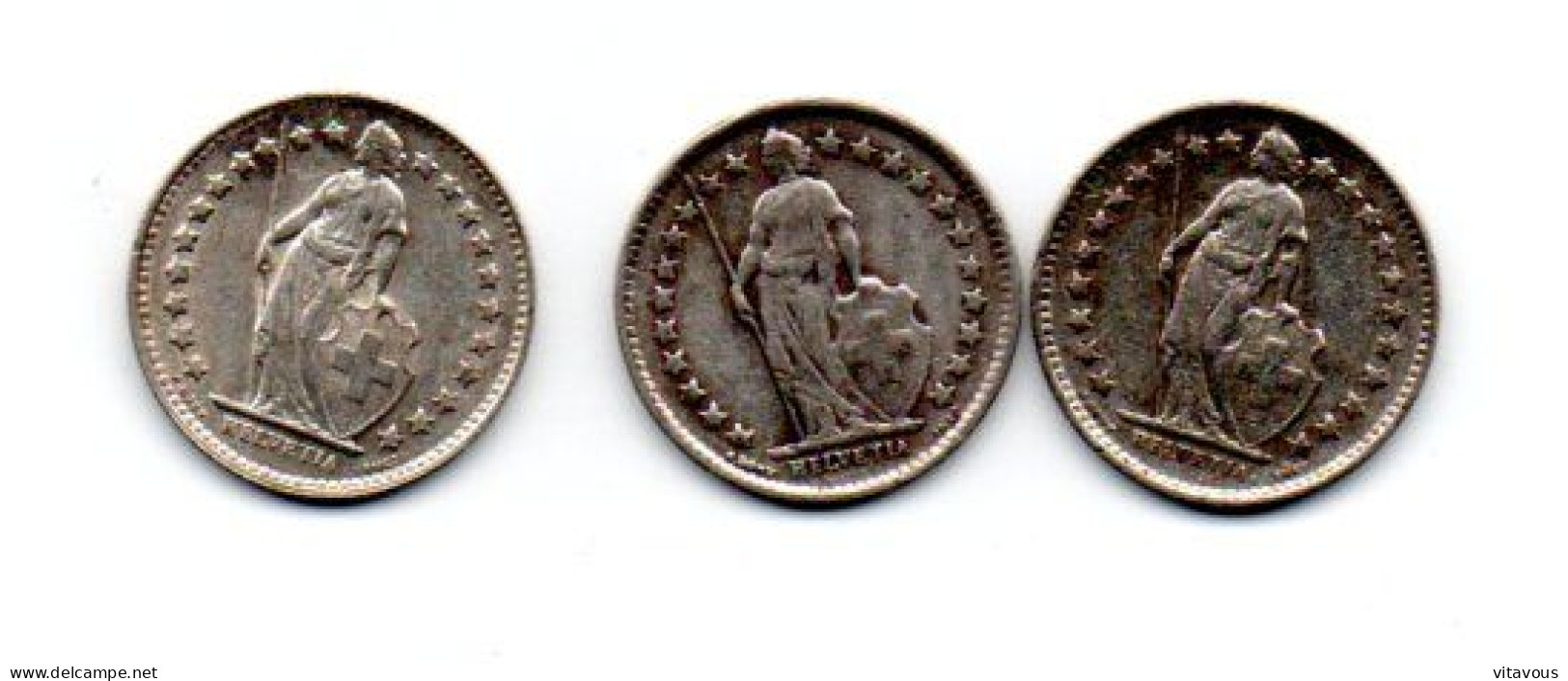 3 Pièces SUISSE - 1/2 FR 1952 - 1957 - 1945 (ref  F 02) - 1/2 Franken