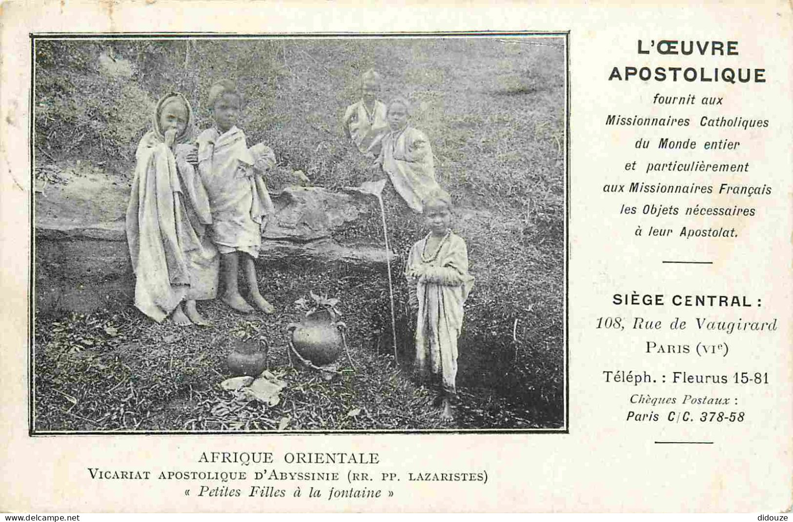 Ethiopie - Vicariat Apostolique D'Abyssinie - Petites Filles à La Fontaine - Animée - Carte De L'œuvre Apostolique De Pa - Etiopía