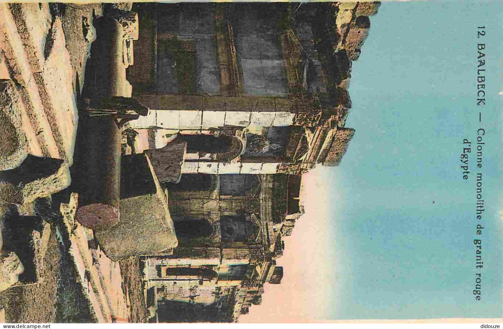 Liban - Baalbeck - Colonne Monolithe De Granit Rouge D'Egypte - Colorisée - Antiquité - CPA - Voir Scans Recto-Verso - Liban