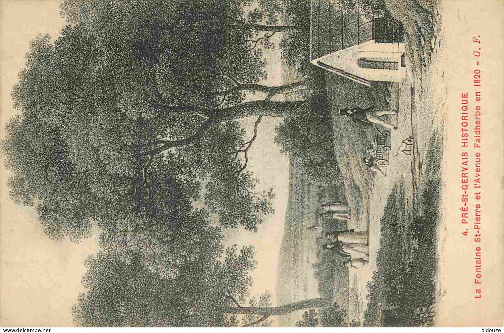 93 - Pré Saint Gervais - Fontaine St-Pierre Et L'Avenue Faidherbe En 1820 - Art Dessin - CPA - Voir Scans Recto-Verso - Andere & Zonder Classificatie