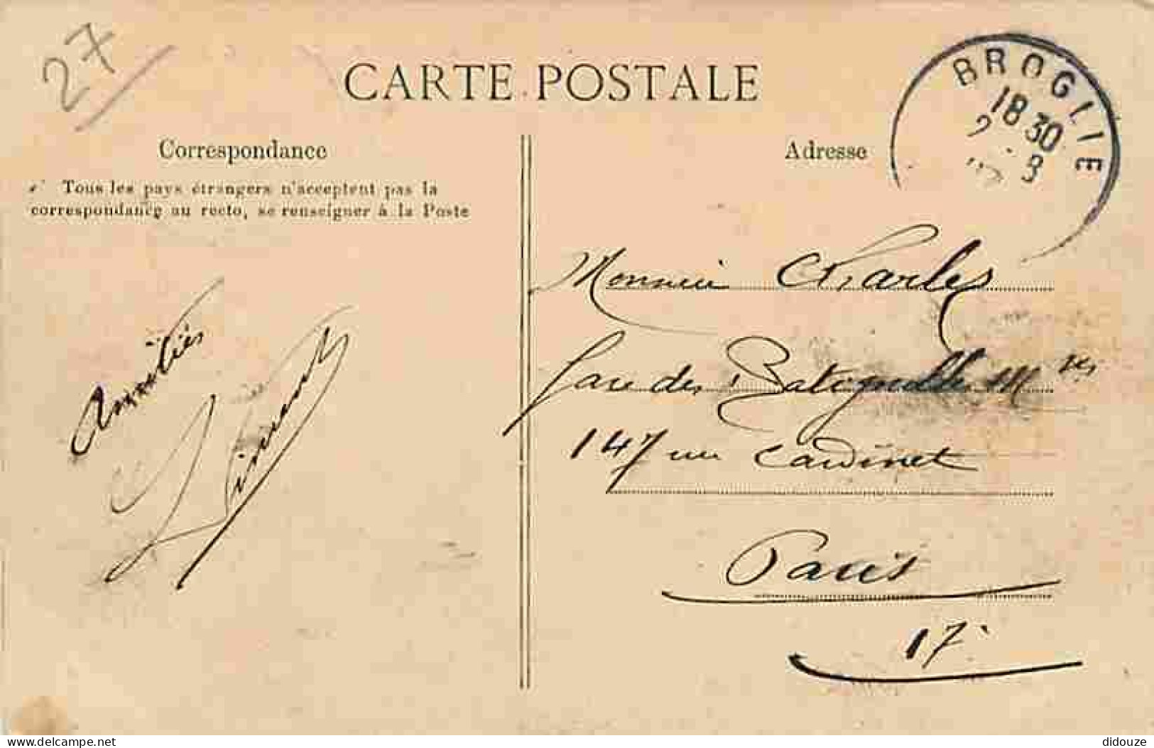 27 - Saint Aubin De Scellan - Oblitération Ronde De 1907 - CPA - Voir Scans Recto-Verso - Other & Unclassified