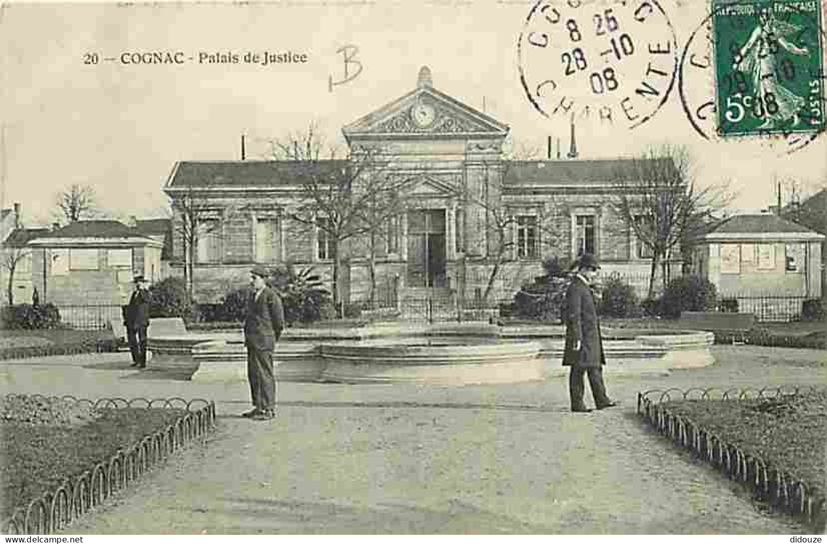 16 - Cognac - Palais De Justice - Animée - Oblitération Ronde De 1908 - CPA - Voir Scans Recto-Verso - Cognac