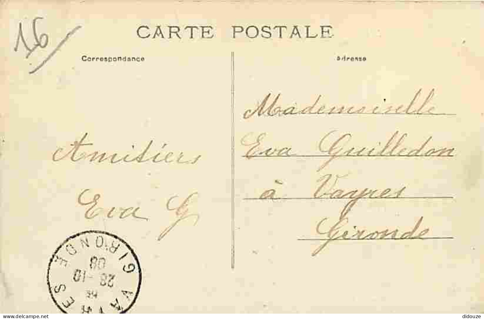 16 - Cognac - Palais De Justice - Animée - Oblitération Ronde De 1908 - CPA - Voir Scans Recto-Verso - Cognac