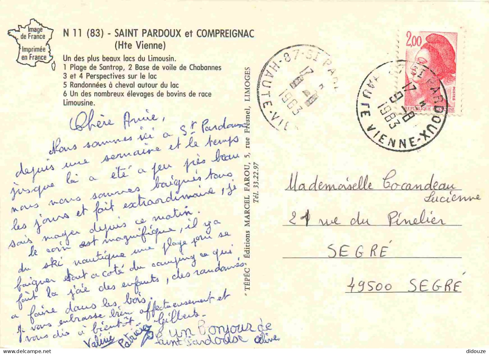 87 - Saint Pardoux - Lac Et Environs - Multivues - Vaches - CPM - Voir Scans Recto-Verso - Autres & Non Classés