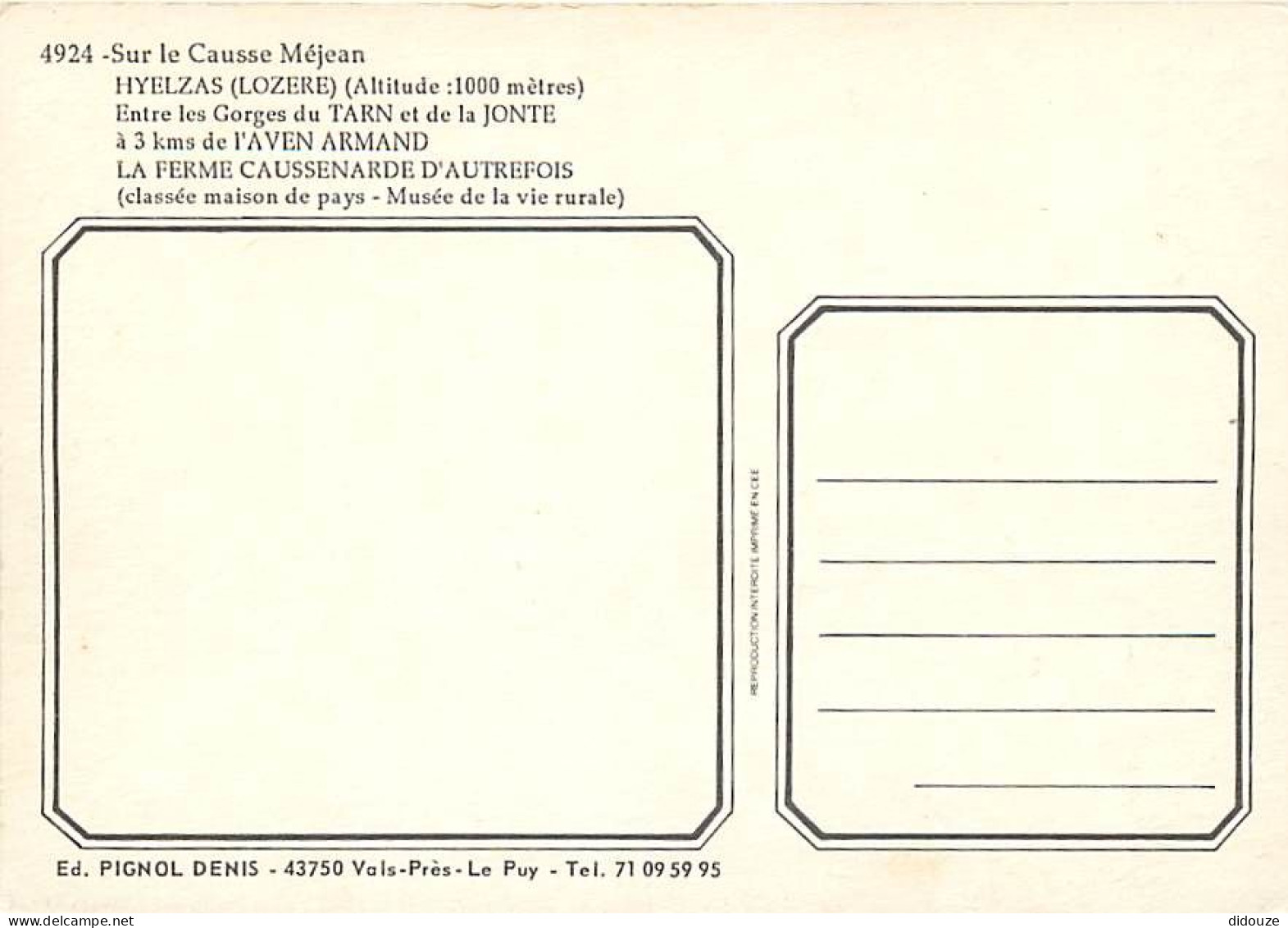 48 - Hyelzas - Ferme Caussenarde D'autrefois - Causse Méjean - CPM - Carte Neuve - Voir Scans Recto-Verso - Autres & Non Classés