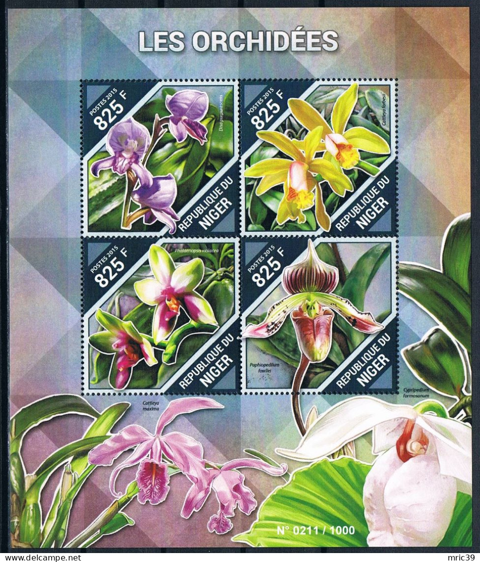Bloc Sheet  Fleurs Orchidées Flowers Orchids  Neuf  MNH **  Niger 2015 - Orchidées