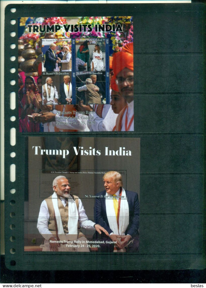 S.VINCENT VISITE DU PRESIDENT TRUMP EN INDE  4 VAL + BF NEUFS A PARTIR DE 6,50  EUROS - St.-Vincent En De Grenadines