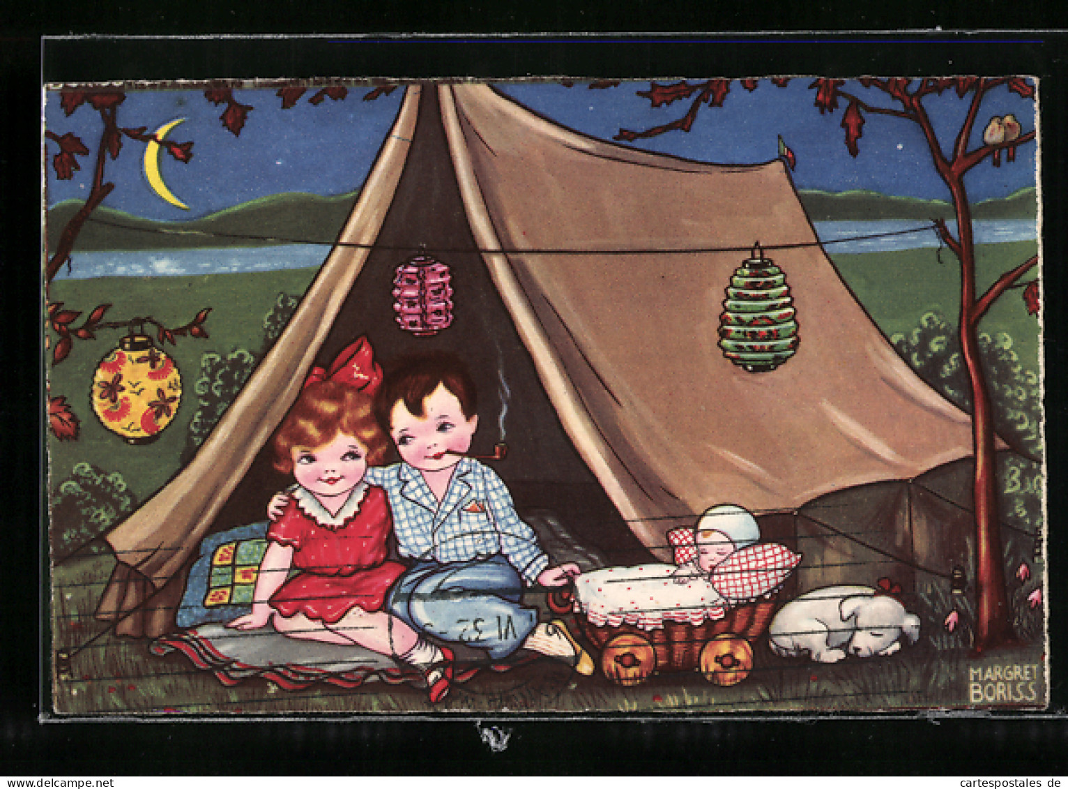 Künstler-AK Margret Boriss: Kinder In Einem Zelt  - Boriss, Margret