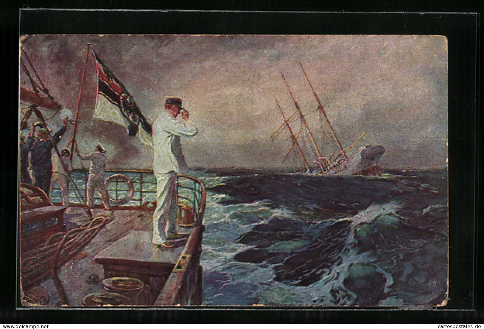 Künstler-AK Hans Bohrdt: Abschied Des Kapitänleutnants Hellmuth V. Mücke Und Der Emden, 1914, Der Letzte Gruss  - Guerre