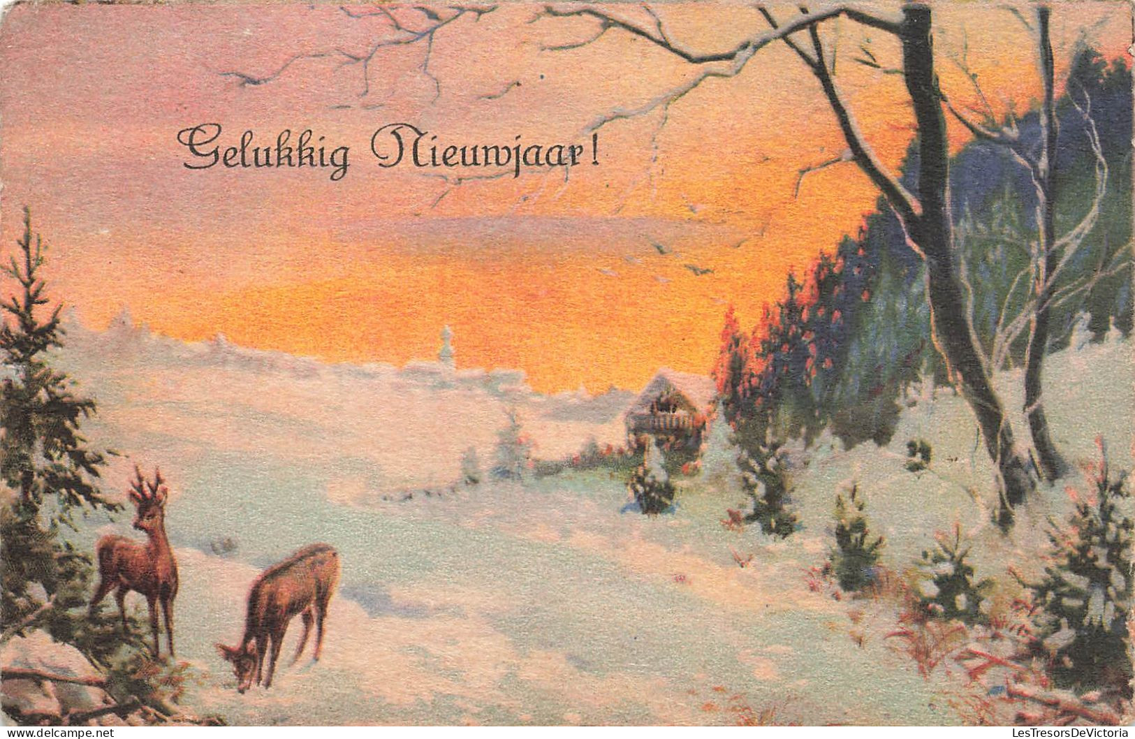 FETES ET VOEUX - Nouvel An - Un Cerf Et Une Biche Près De La Forêt - Colorisé - Carte Postale Ancienne - Neujahr