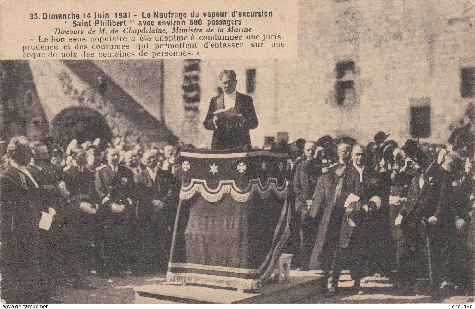 Nantes 44 _ Le Naufrage Du St Philibert 1931 ( Discours De M. De Chapdellaine, Ministre De La Marine) - Nantes