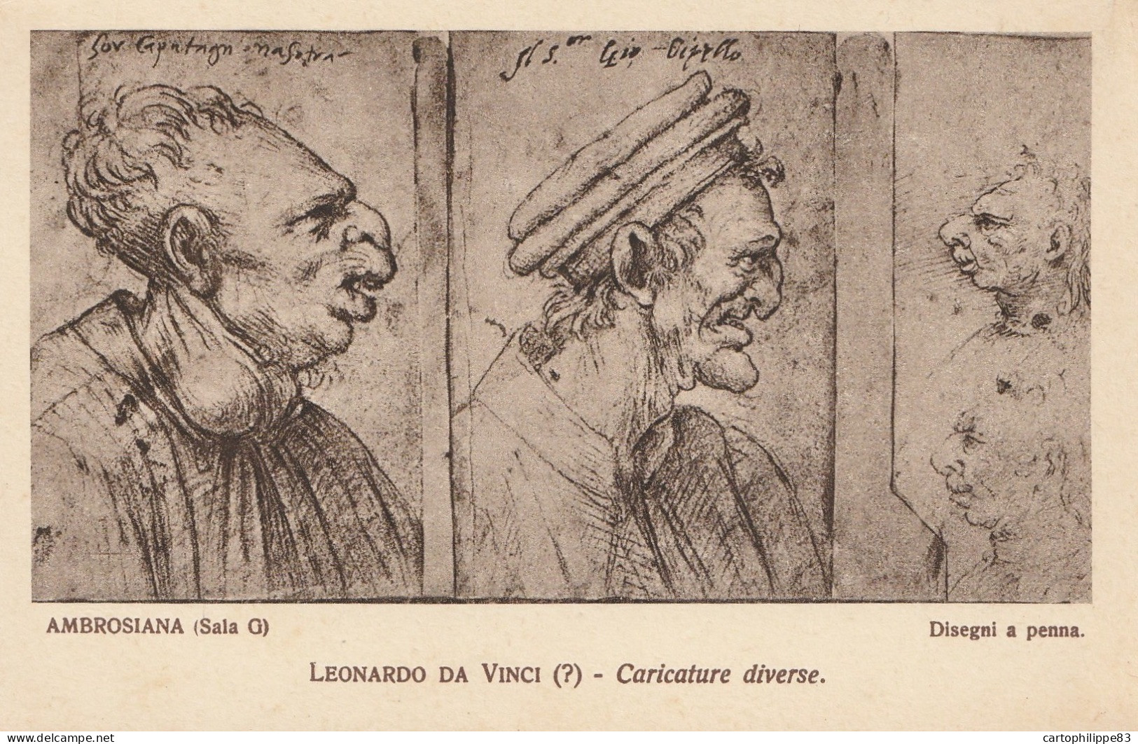 LEONARD DE VINCI CARICATURES  DIVERSES - Malerei & Gemälde
