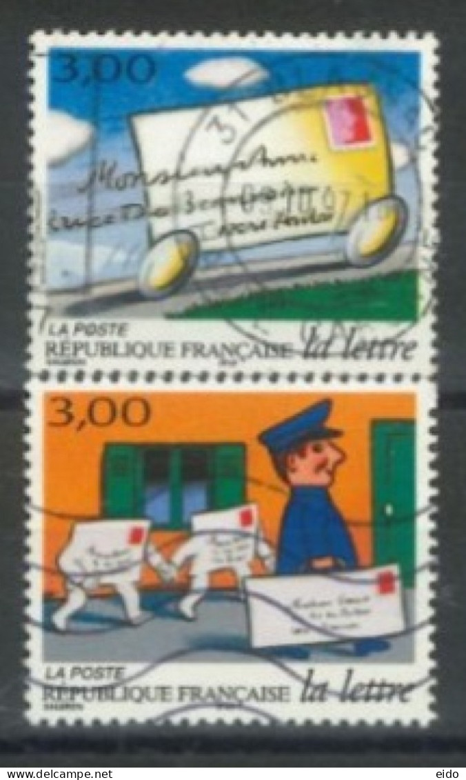 FRANCE -1998 - POST DAY AHESSIVE STAMPS SET OF 2,  # 3152/53, USED - Gebruikt