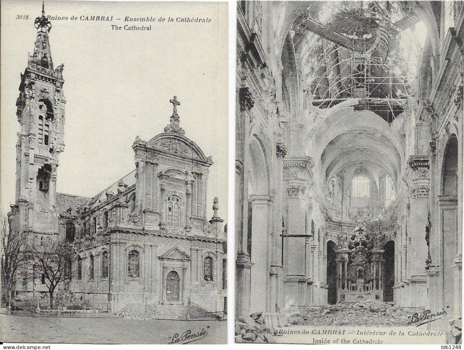 [59] Nord > Ruines De Cambrai 2 CPA Cathedrale Et Interieur - Cambrai