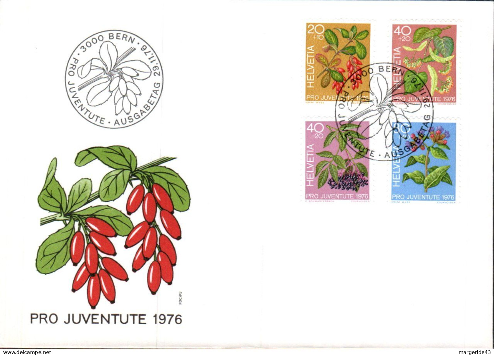 SUISSE FDC 1976 PRO JUVENTUTE - BAIES - Briefe U. Dokumente