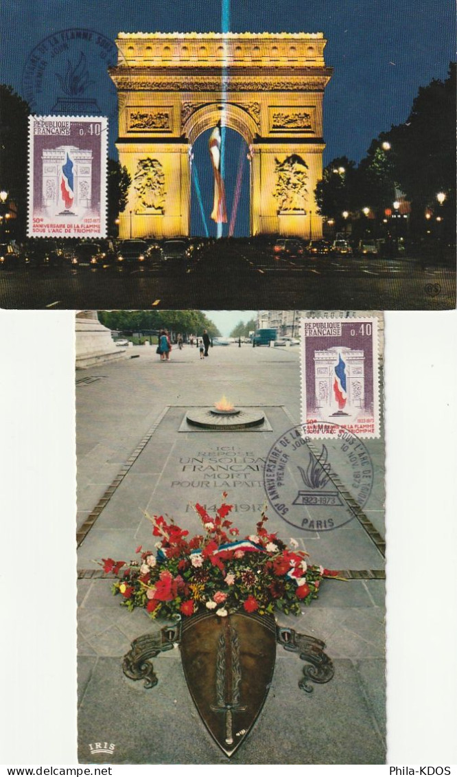 LOT " ARC DE TRIOMPHE " Sur 2 Cartes Maximum De 1973. N° YT 1777. Parfait état. CM à Saisir !!! - Monumenten