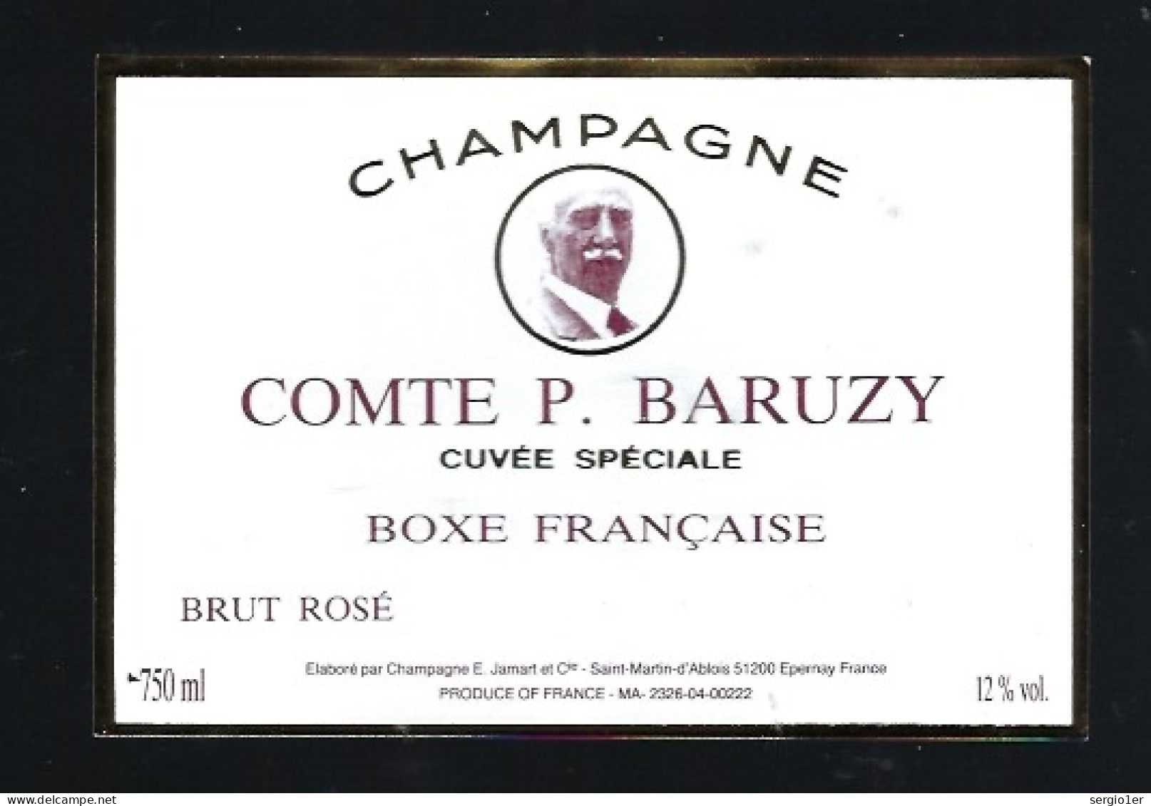 Etiquette Champagne  Brut Rosé  Cuvée Spéciale Comte P Baruzy   Thème Sport Boxe Française  E Jamart  St Martin D'Ablois - Champagner