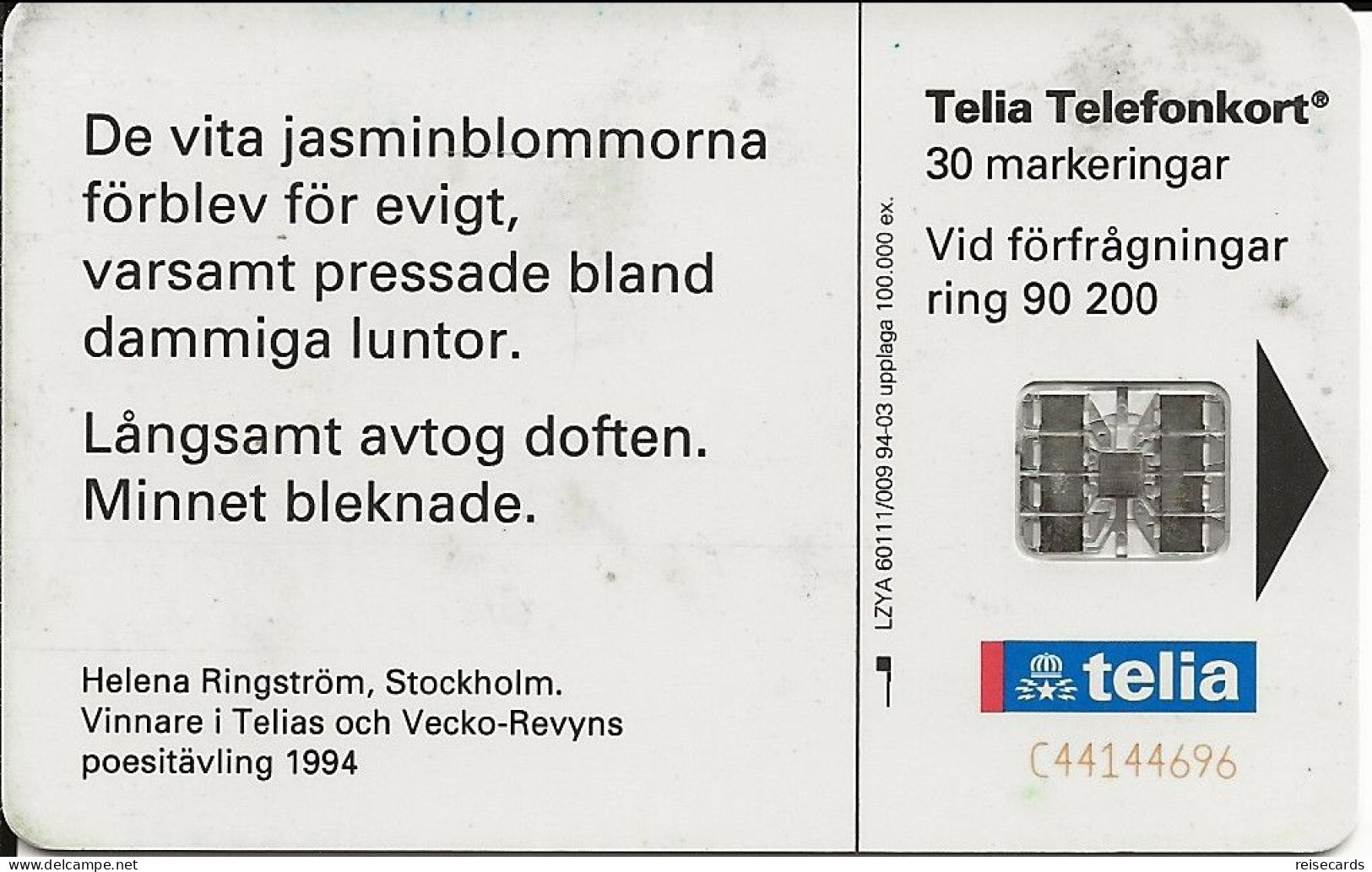 Sweden: Telia - 1994 Couple At The Beach - Suecia
