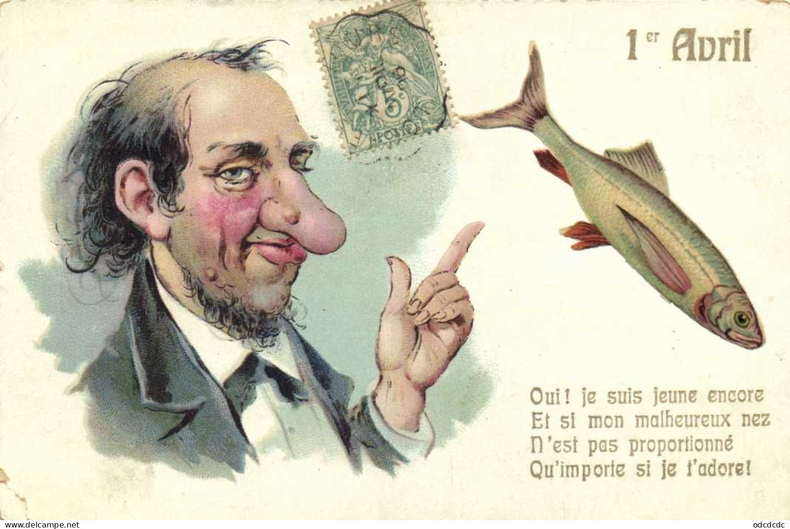 Illustrateur 1et Avril Personnage Poisson Oui! Je Suis Jeune Encore Et Si Mon Malheureux Nez N'est Pas Proportioné ..RV - Erster April