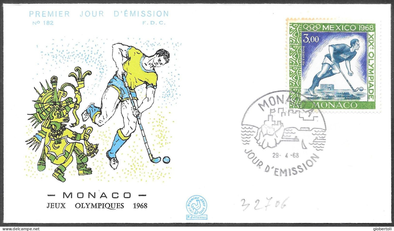 Monaco: FDC, Hockey - Zomer 1968: Mexico-City