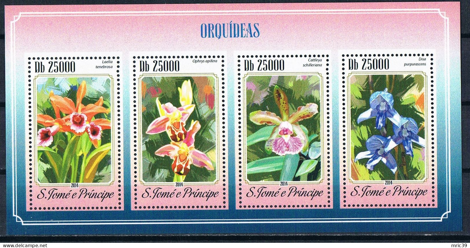 Bloc Sheet  Fleurs Orchidées Flowers Orchids  Neuf  MNH **  S Tome E Principe 2014 - Orchids